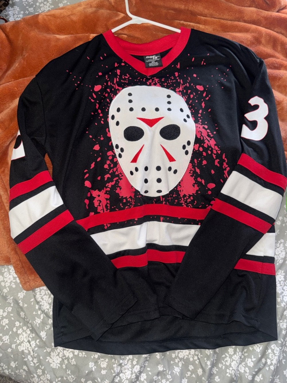 Black & Red Hockey-Style Jason Mask Jersey